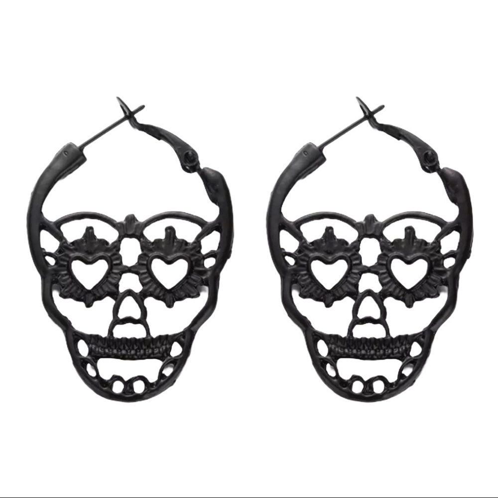 Black Punk Rock Skull Earrings
